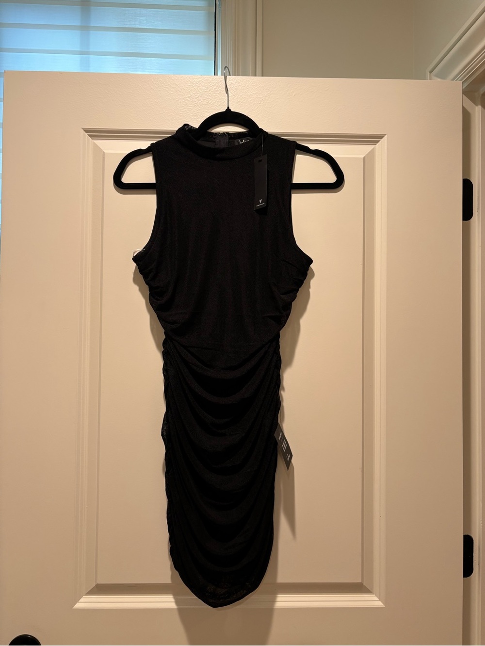 Lulus Modern Movement Black Mesh Mini Size Small